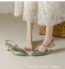 Faiga – Rosa Slingback-Pumps mit Perlen