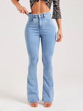 Hip Hugger Low Rise Bootcut-Jeans – Hellblaue Waschung