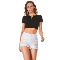TITANIA SICHERHEITSNADEL SCHWARZE DENIM-SHORTS