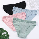 4er-Pack Höschen-Sets mit geripptem Spitzenbesatz