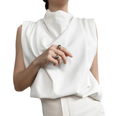 Prestige Satin-Bluse mit Wasserfallausschnitt - Schwarz