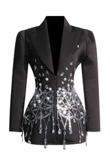 Raffiniertes Langarmkleid mit Strass-Pailletten-Design