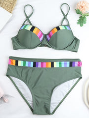 Rainbow Trimmed Bikini Swimsuit