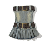 Women strapless denim dress