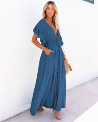 Queenie gewebtes schimmerndes Midikleid - Blaugrün