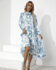 Tempe – Midikleid mit Blumenmuster und Rüschen - Blau