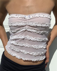 Pollux Ruffle Lace Tube Top