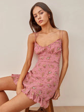 Print Split Joint Spaghetti Strap A Line Dresses Ins Street