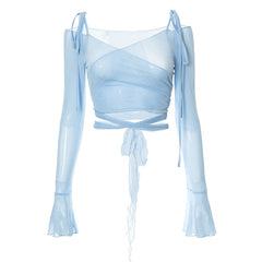 Mideia Mesh Top with Accent Sleeves