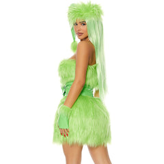 Halloween Grinchkleid aus grünem Fell