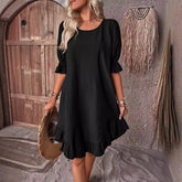 Ruffle Sleeve Swing Midi Dress