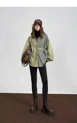 Plaid Stitching Irregular Blazer