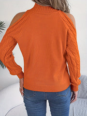 Damenmode, einfarbig, schulterfrei, langärmelig, gestrickt, Rollkragenpullover