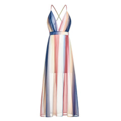 Zyva – Gestreiftes Chiffon-Midikleid mit Schleife