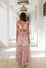 Zida Kleid mit Blumenmuster, Rüschen und Cutout