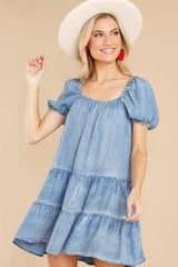 Denim-Minikleid mit Puffärmeln