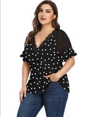 Kurzarm T-Shirt Dot Hohl Ärmel Casual