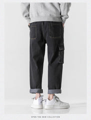 Baggy-Cargohose aus Stonewashed-Denim