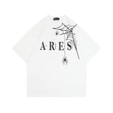 Men's Black Rhinestone Cobweb Short Sleeve Tee