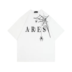 Men's Black Rhinestone Cobweb Short Sleeve Tee