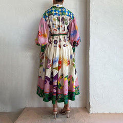 Langärmlige Midikleider mit Blumendruck