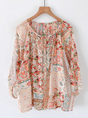 Floral V-Neck Babydoll Blouse