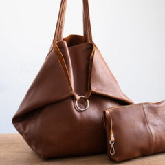 Tragbare Tragetasche aus weichem Leder mit großem Fassungsvermögen und einer Schulter