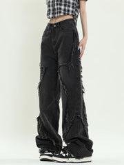 Lockere, schmale Freizeithose mit Batikmuster