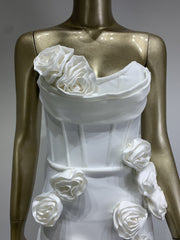 High Tide – Minikleid aus Leinen mit Blumenverzierung