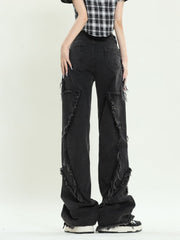 Lockere, schmale Freizeithose mit Batikmuster