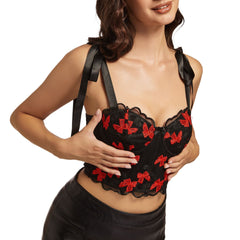 Kurzes Camisole-Top mit Schmetterlings-Ausschnitt