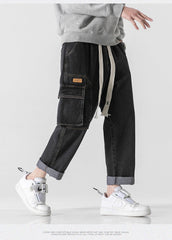 Baggy-Cargohose aus Stonewashed-Denim
