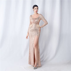 Viv – Formales Glitzerkleid mit hohem Schlitz