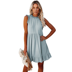 Twirly Ärmelloses Chiffon-Etuikleid - Jeansblau