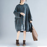Crew Neck Printed Sweatshirt Dress