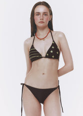 Zweiteiliger Riemchenbikini mit Independence Day-Print