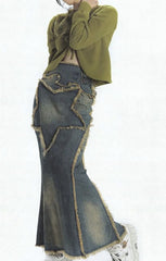Juno Rey – Asymmetrischer Jeansrock mit Schlitz