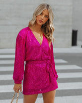 Overnight Sequin Drape Romper - Hot Pink Sai Feel