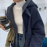 Preppy Wendejacke aus Lammwolle mit Kapuze