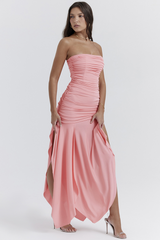 Ivana Apricot gerafftes asymmetrisches Kleid