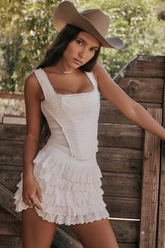 Catalina Embroidered Bra + Layered Mini Skirt Set