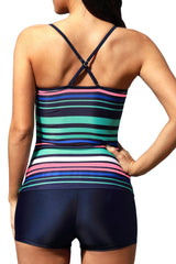 Rainbow Stripes Sprot Tankini Swimwear