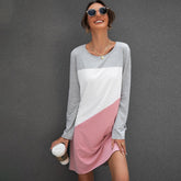 Round Neck Colorblock Tee Dress Sai Feel