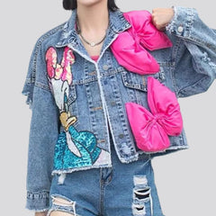 Jeansjacke mit Bändern für Damen