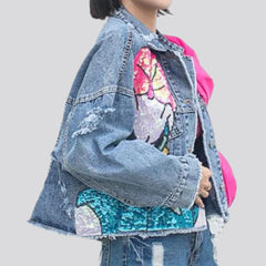 Jeansjacke mit Bändern für Damen