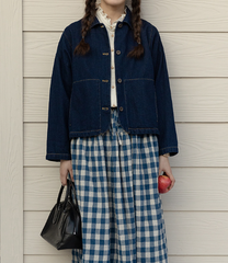 Stil Blaue Peter Pan Kragen Taschen Patchwork Denim Mäntel