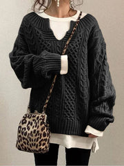 Langärmlige Twist-Strickpullover
