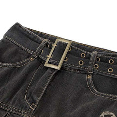 Denim-Skaterrock mit Gürtel