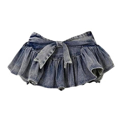 Ultrakurzer Jeans-Faltenrock