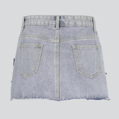 Kurzer Jeansrock mit Sternenstickerei